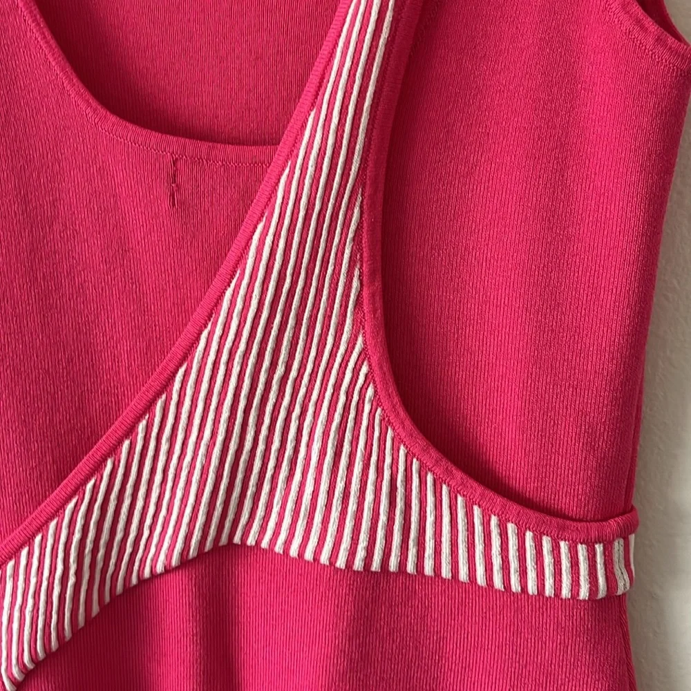 Esteban Cortazar Pink Varsity Knit Dress Bodycon Tank‎ Midi Dress size XS